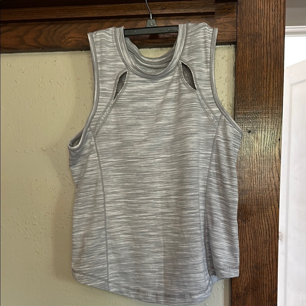 Zuda Gray Cut Out Muscle Tee